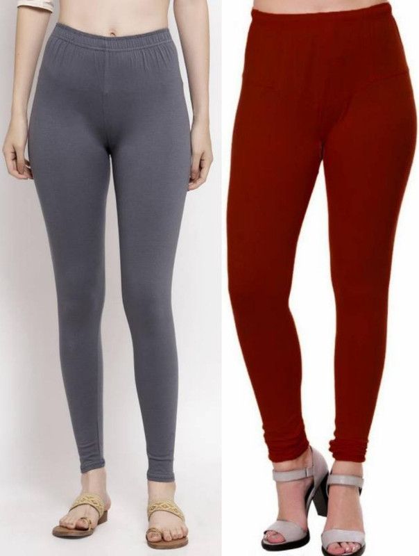 shivati Western Wear Legging  (Grey, Maroon, Solid)