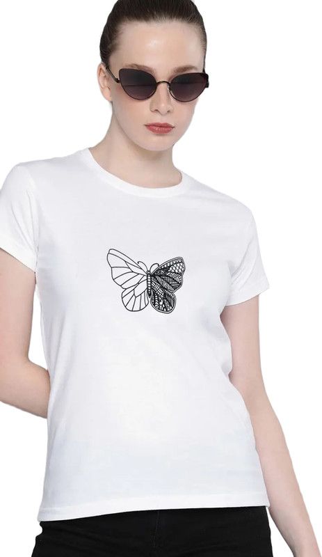 Graphic Print Women White T-Shirt