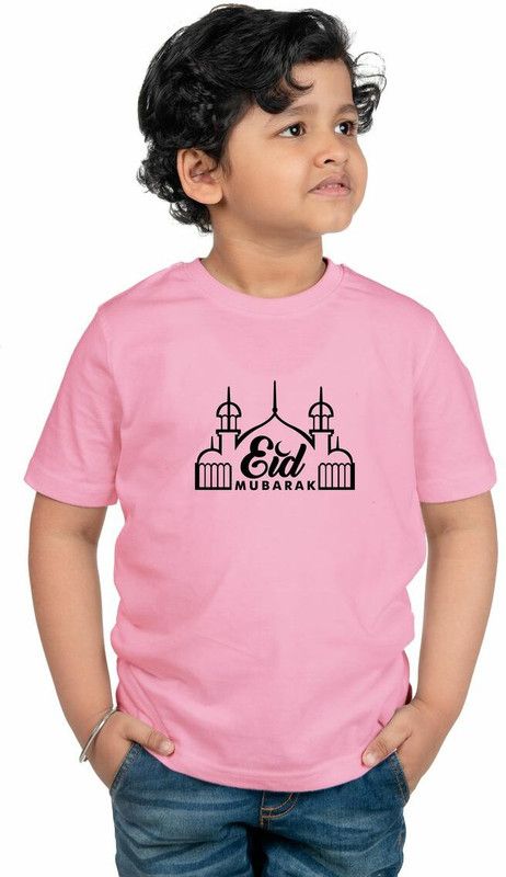 Boys Graphic Print Pure Cotton T Shirt  (Pink, Pack of 1)
