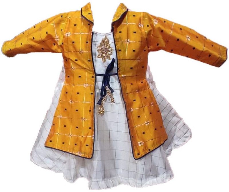 Baby Girls Midi/Knee Length Party Dress  (Yellow, 3/4 Sleeve)