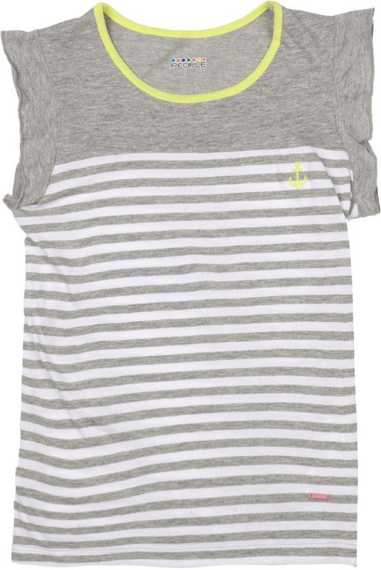 Girls Casual Cotton Blend Top  (Grey, Pack of 1)