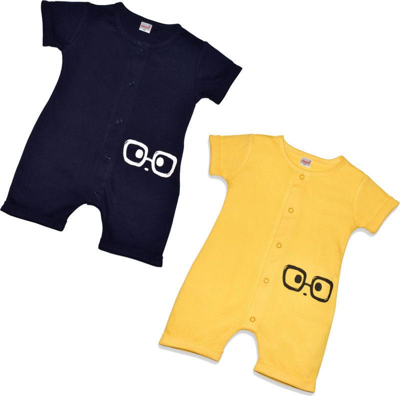 Romper For Baby Boys & Baby Girls Casual Solid Pure Cotton  (Multicolor, Pack of 2)