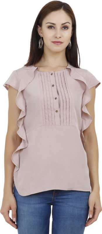 Party Butterfly Sleeves Solid Women Pink Top