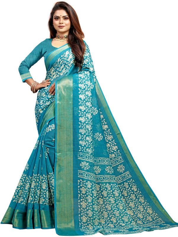 Floral Print Chanderi Chanderi Saree  (Multicolor)