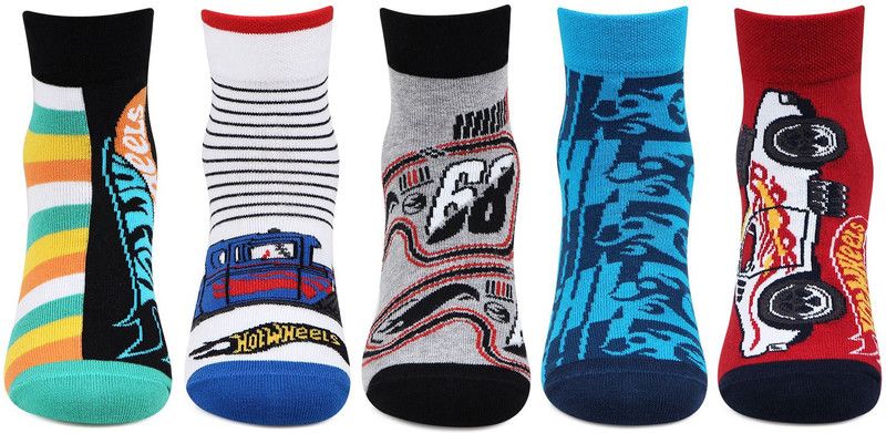 Hot Wheels Cars Ankle Lngth Socks for Kids-Girls Boys Printed Ankle Length  (Pack of 5)