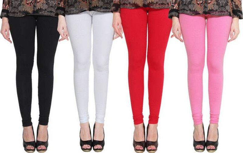 Amitgroup Churidar Western Wear Legging  (Red, White, Pink, Black, Solid)