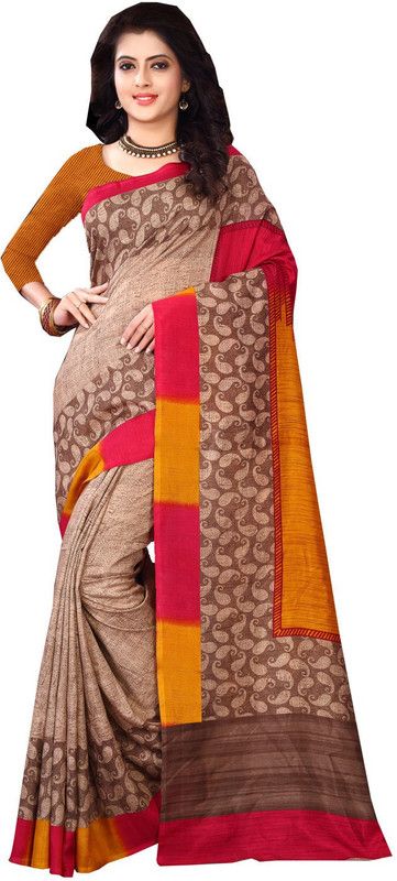 Woven Daily Wear Silk Blend Saree  (Brown)