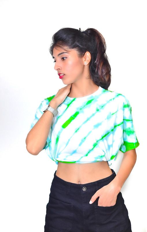 cotton regular round neck floral printed skin friendly women t-shirt Women Tie & Dye Round Neck Cotton Blend White, Black T-Shirt