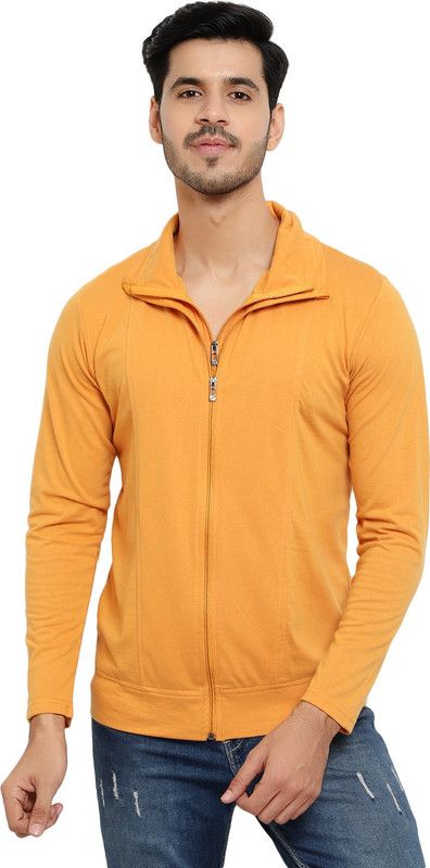 Men Solid Polo Neck Poly Cotton Gold T-Shirt