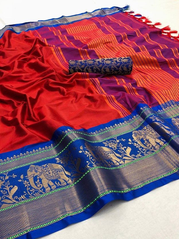 Self Design Assam Silk Cotton Silk Saree  (Maroon)