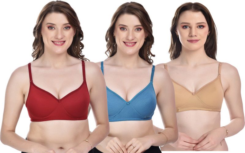 Pack of 3 Women Push-up Lightly Padded Bra  (Maroon, Green, Gold)