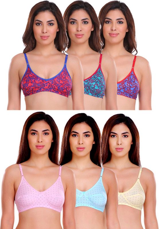 PIBU Bra Women Full Coverage Non Padded Bra  (Multicolor)