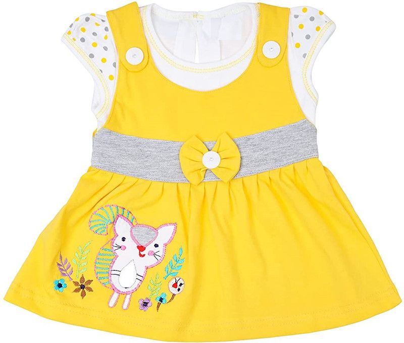 Baby Girls Mini/Short Casual Dress  (Yellow, Short Sleeve)
