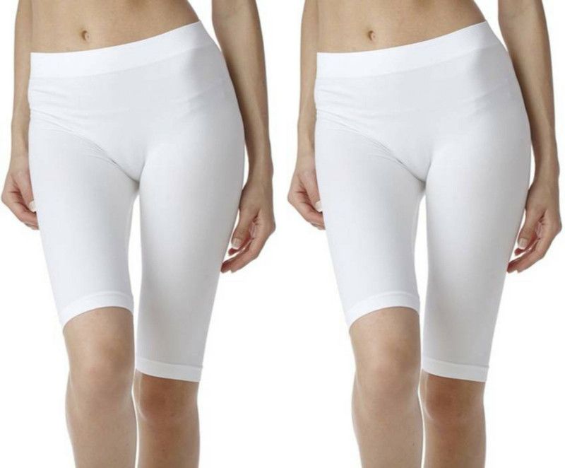 Pack of 2 Solid Women White Cycling Shorts