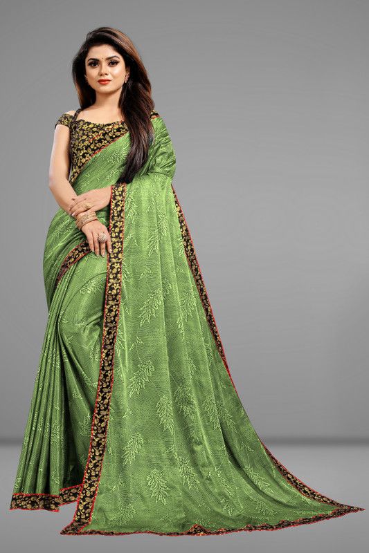 Self Design Bollywood Lycra Blend, Jacquard Saree  (Light Green)
