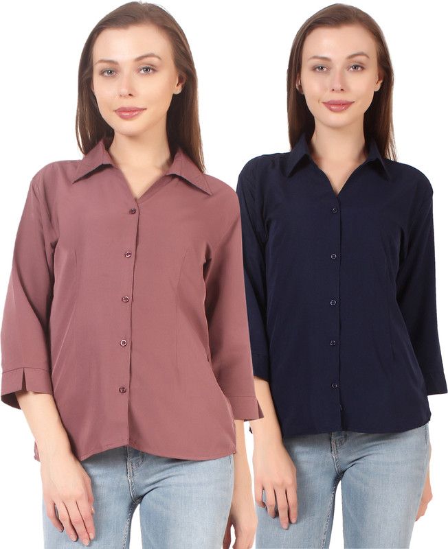 Women Solid Formal Multicolor Shirt  (Pack of 2)