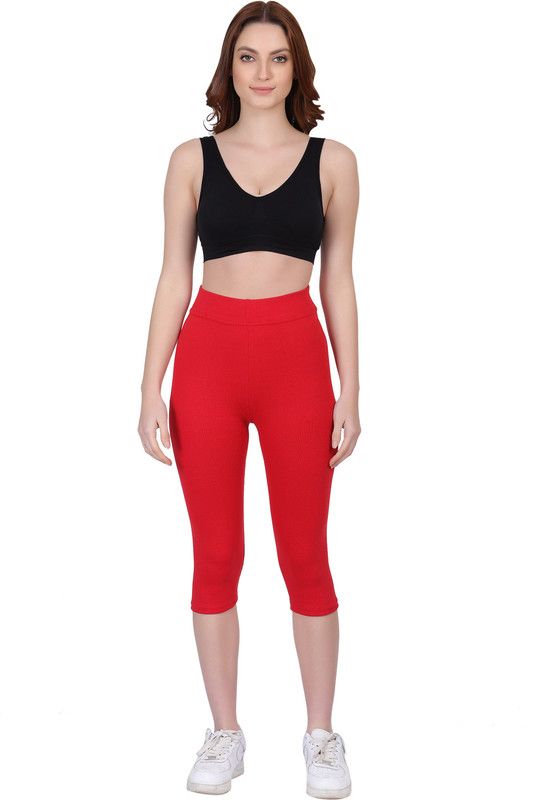 PREMIUM QUALITY WOMEN CAPRI FREE SIZE Women Red Capri