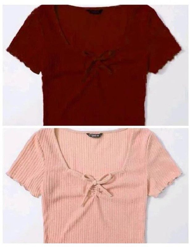 Casual Solid Women Maroon, Pink Top