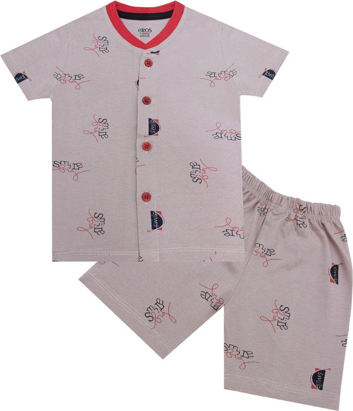 3BROS Baby Boys & Baby Girls Casual Shirt Shorts  (Grey)