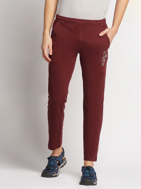 Men Printed Red Track Pants