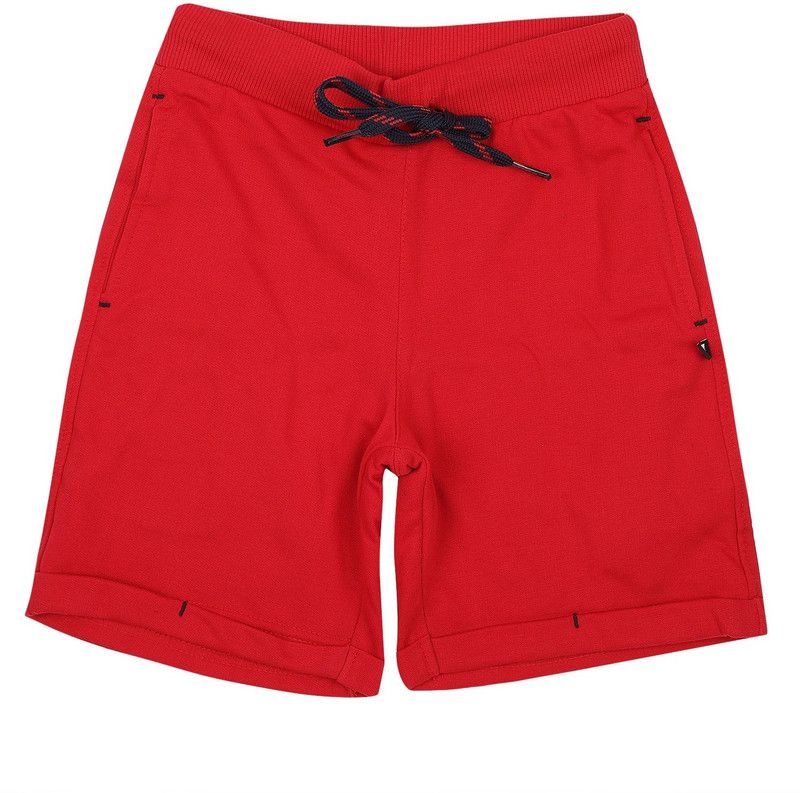 Short For Boys Casual Solid Cotton Blend  (Red, Pack of 1)