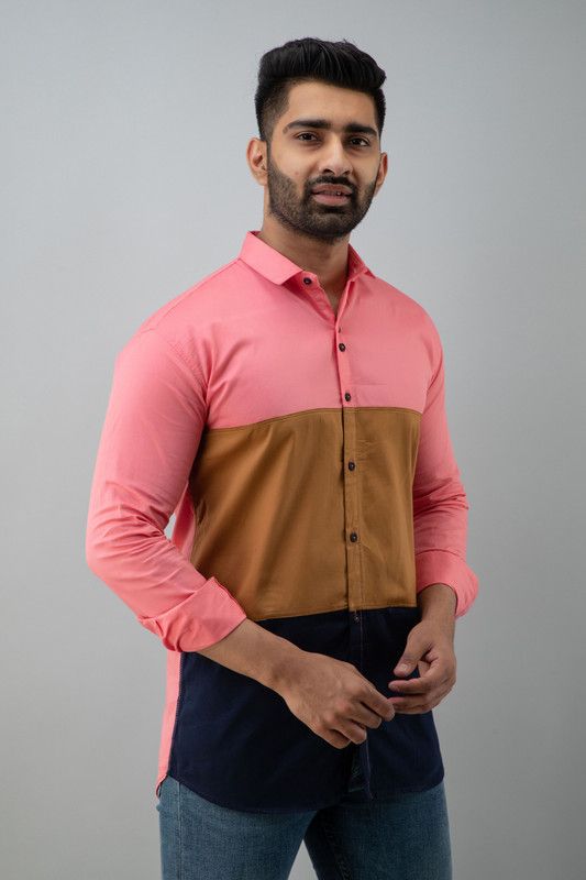 Men Regular Fit Color Block Casual Shirt