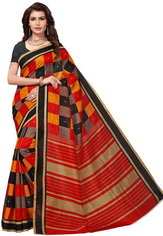 Self Design Bhagalpuri Art Silk Saree  (Red)