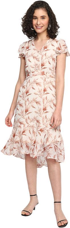 Women Fit and Flare Beige Dress