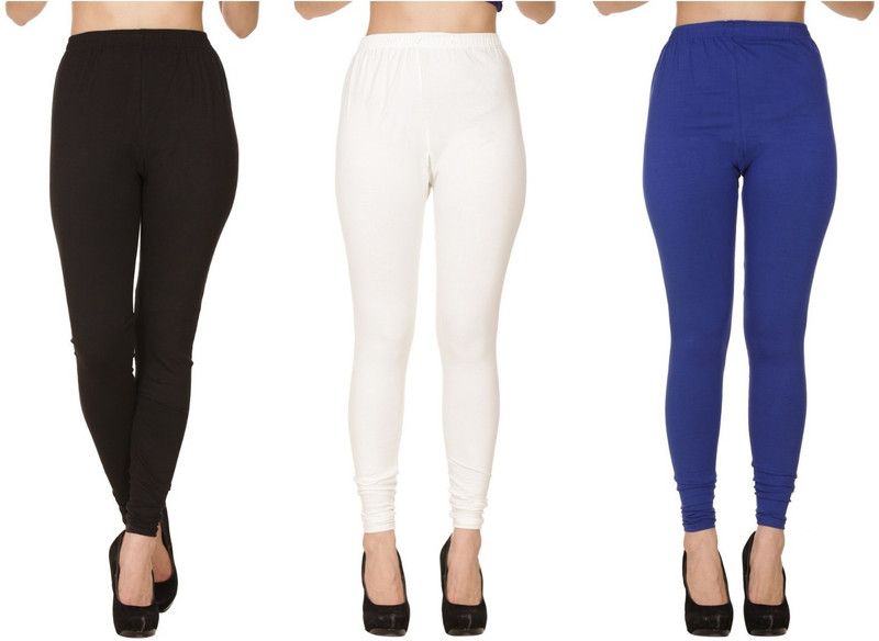 BuyNewTrend Churidar Ethnic Wear Legging  (Black, White, Blue, Solid)