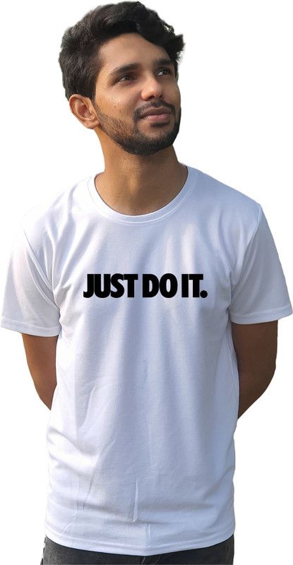 Half Sleeve white Men's T-shirt Men Typography Round Neck Poly Cotton White T-Shirt
