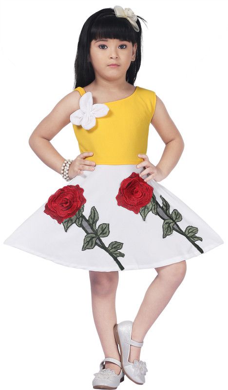 Midi/Knee Length Festive/Wedding Dress  (Orange, Sleeveless)