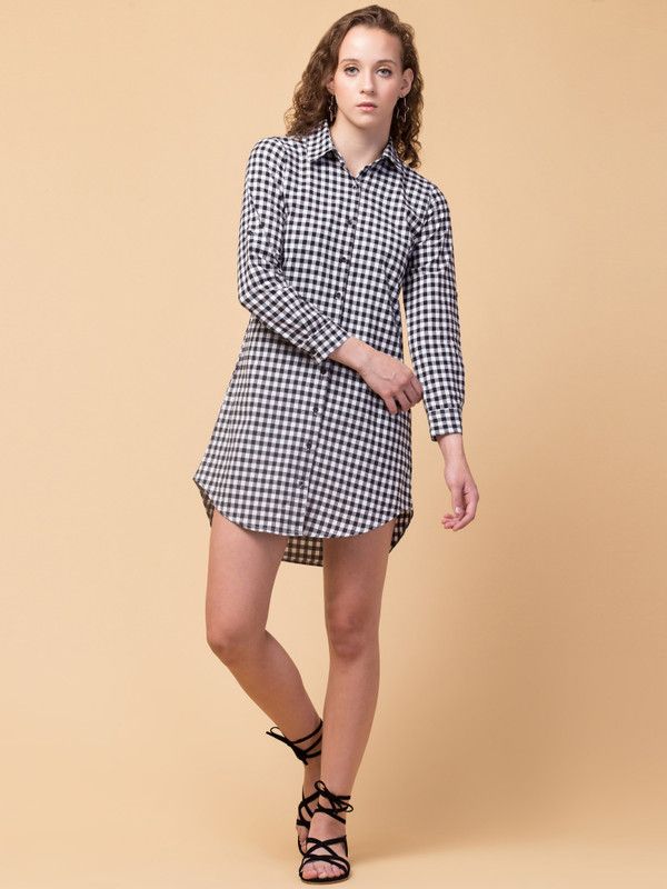 Women Regular Fit Checkered Button Down Collar Casual Shirt