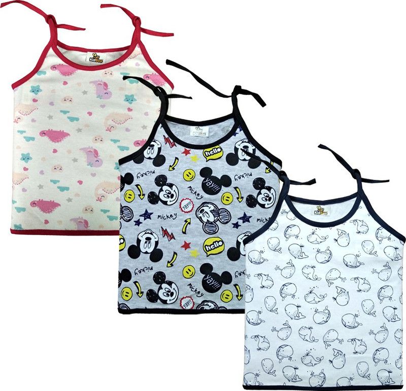 Baby Girls Casual Cotton Blend Tie-up Top  (Multicolor, Pack of 3)