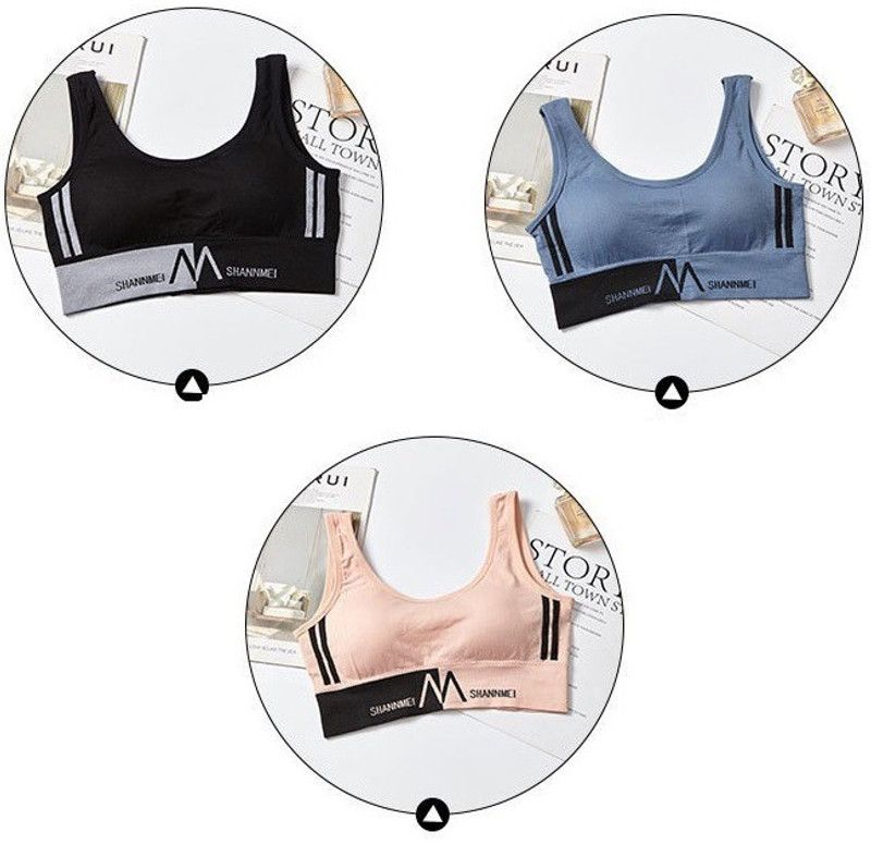 Pack of 3 Women Cami Bra Lightly Padded Bra  (Black, Blue, Pink)