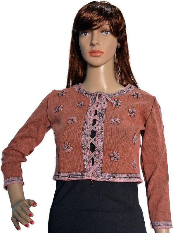 Pack of 2 Casual Regular Sleeves Embroidered Women Brown Top