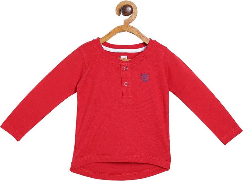 Baby Boys Solid Pure Cotton T Shirt  (Red, Pack of 1)