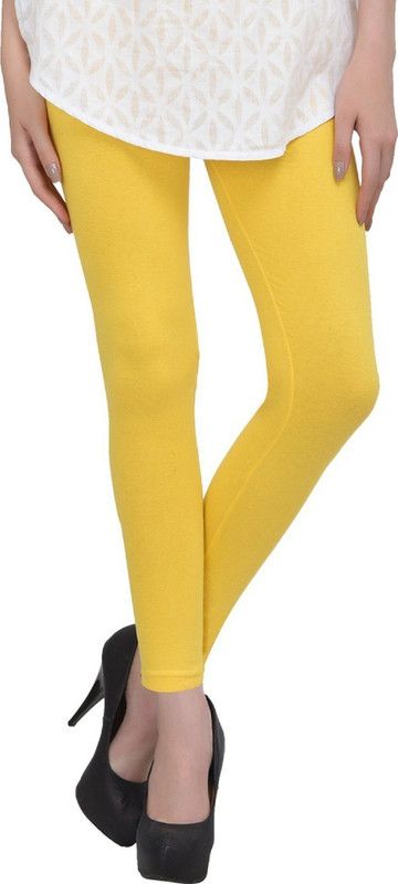 KEX Ankle Length Ethnic Wear Legging  (Yellow, Solid)