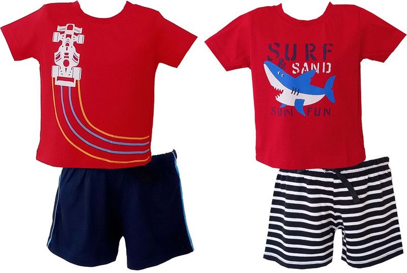Baby Boys Party(Festive) T-shirt Shorts  (Red)