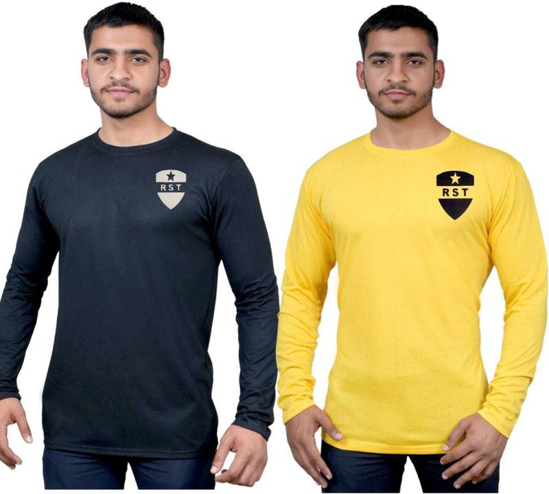 Pack of 2 T.Shirt Men Self Design Round Neck Polyester Black T-Shirt
