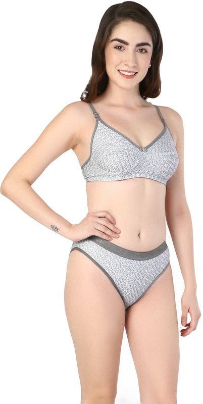 Bra & Panty Set Printed Grey Lingerie Set