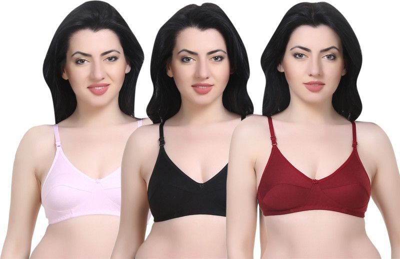 Pack of 3 Women Minimizer Non Padded Bra  (Maroon, Pink, Black)