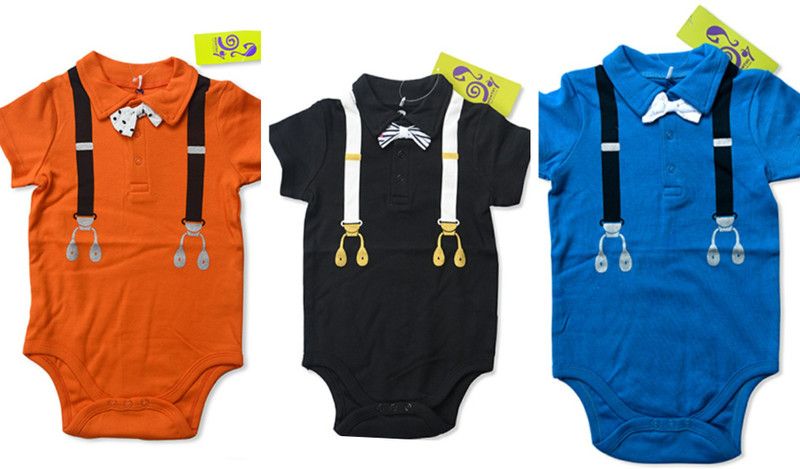 Romper For Baby Boys Printed Cotton Jersey  (Orange, Pack of 3)