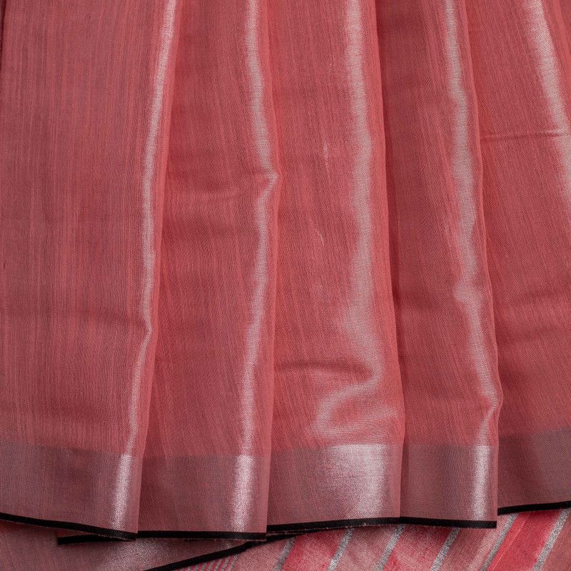 Venkatagiri Linen Saree  (Pink, Silver)
