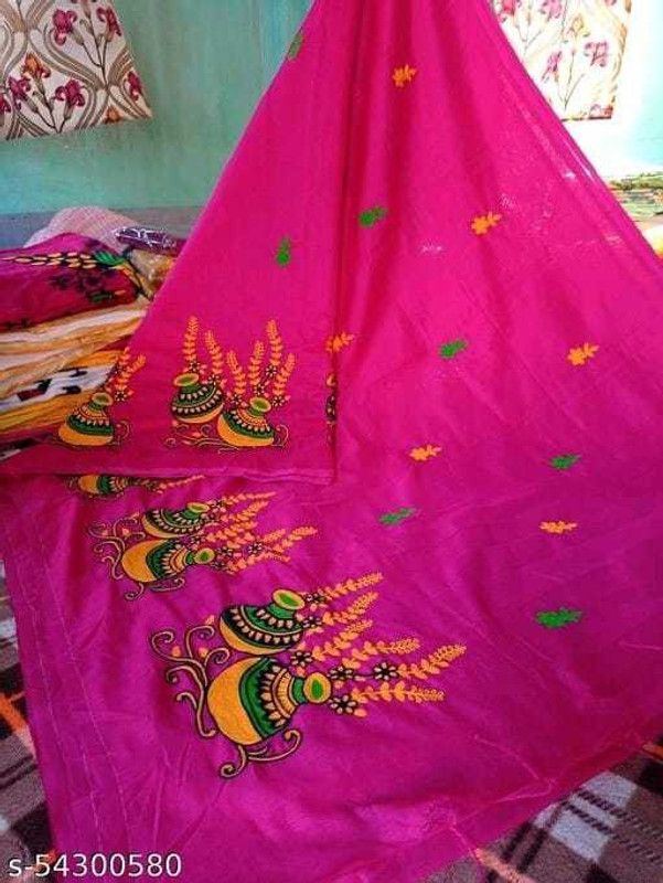 Handloom Cotton Silk Saree  (Beige)