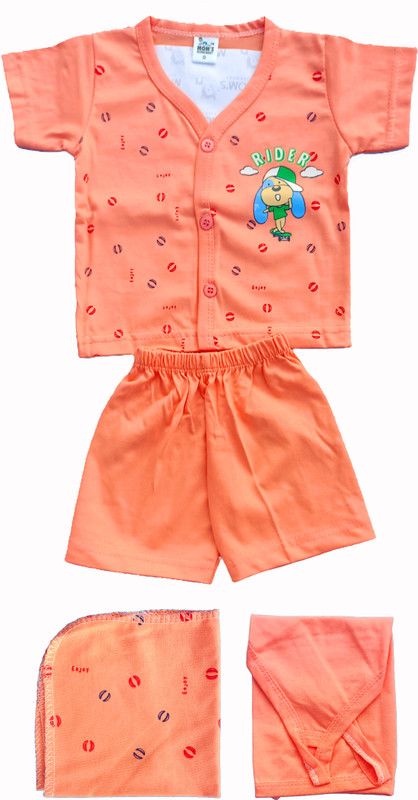 Baby Boys & Baby Girls Casual Vest Handkerchief, Shorts  (Orange)