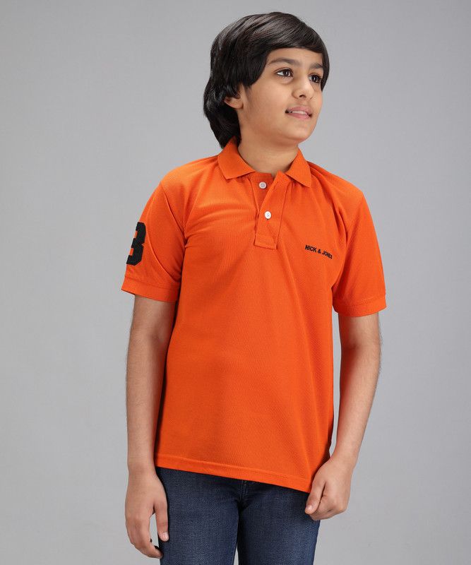 Boys & Girls Colorblock Pure Cotton T Shirt  (Orange, Pack of 1)