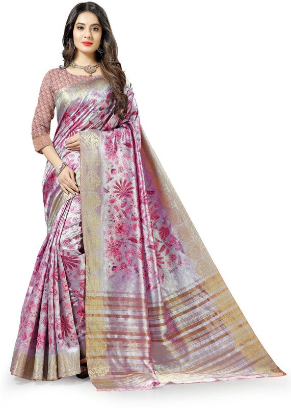 Kanjivaram Jacquard Saree  (Grey)