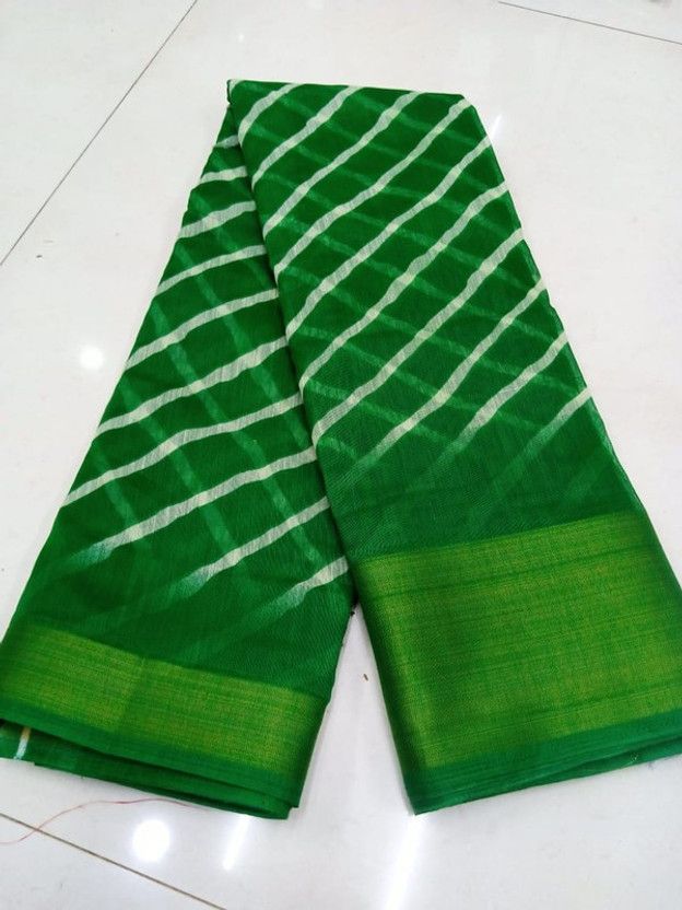 Striped Patola Cotton Blend Saree  (Multicolor)