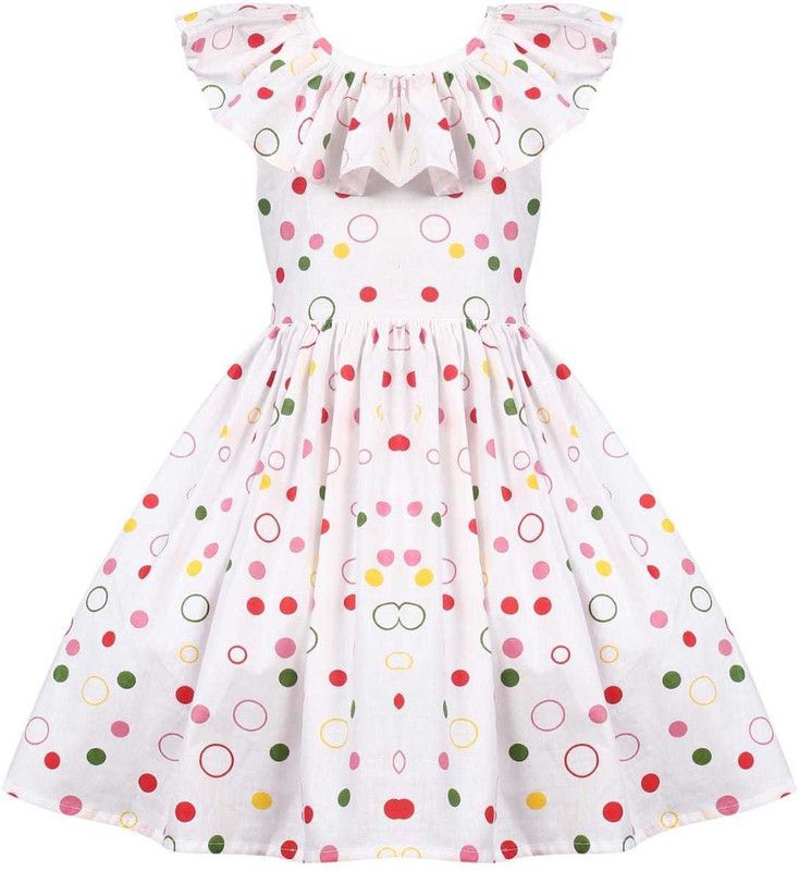 Baby Girls Midi/Knee Length Casual Dress  (White, Fashion Sleeve)