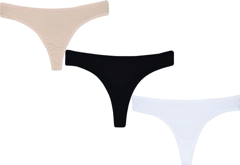 Pack of 3 Panty Women Thong White, Black, Beige Panty